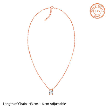 Rose Gold Solitaire Gleam Pendant With Link Chain