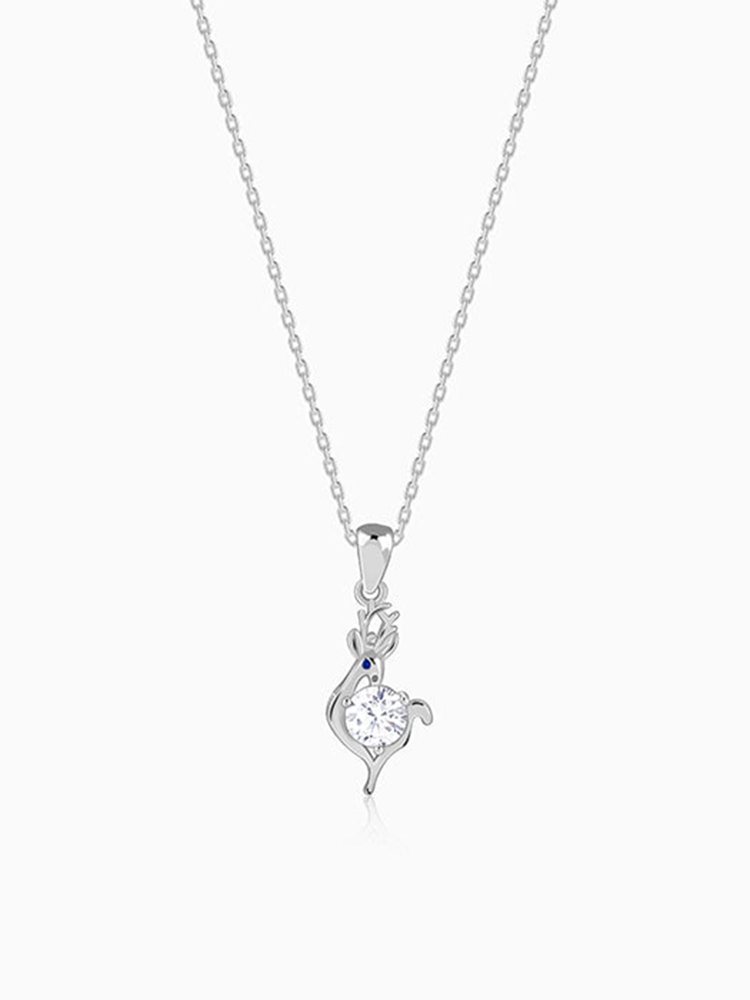 Silver Celestial Fawn Pendant With Link Chain