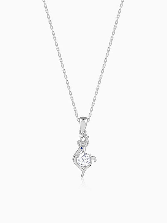 Silver Celestial Fawn Pendant With Link Chain