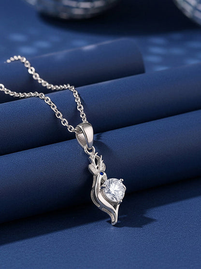 Silver Celestial Fawn Pendant With Link Chain