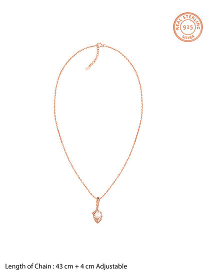 Rose Gold Pearl-fect Leaf Pendant With Link Chain