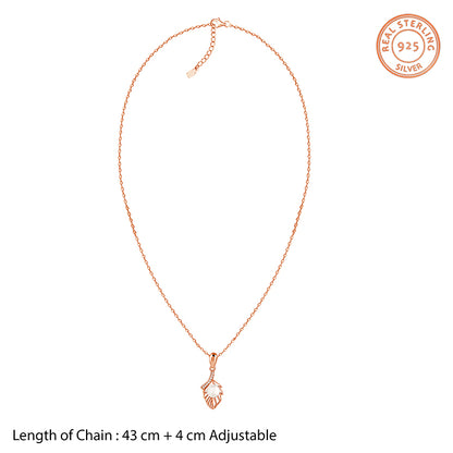 Rose Gold Pearl-fect Leaf Pendant With Link Chain