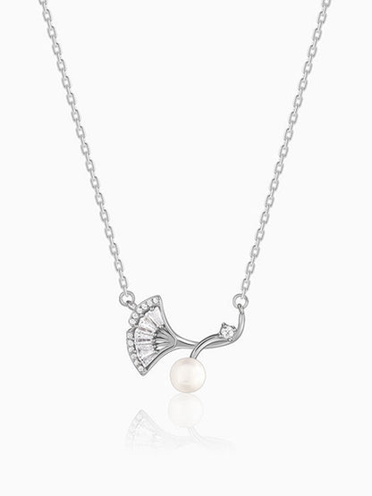 Silver Ginkgo Leaf Necklace