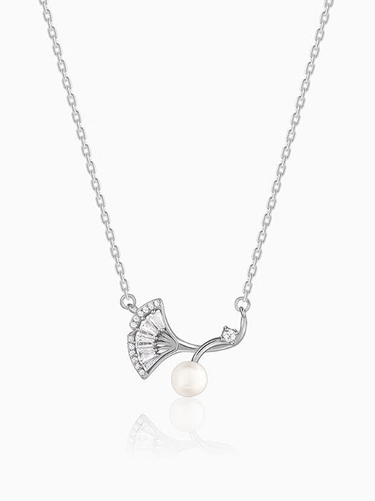 Silver Ginkgo Leaf Necklace