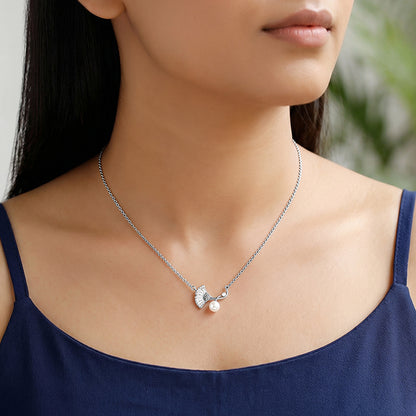 Silver Ginkgo Leaf Necklace