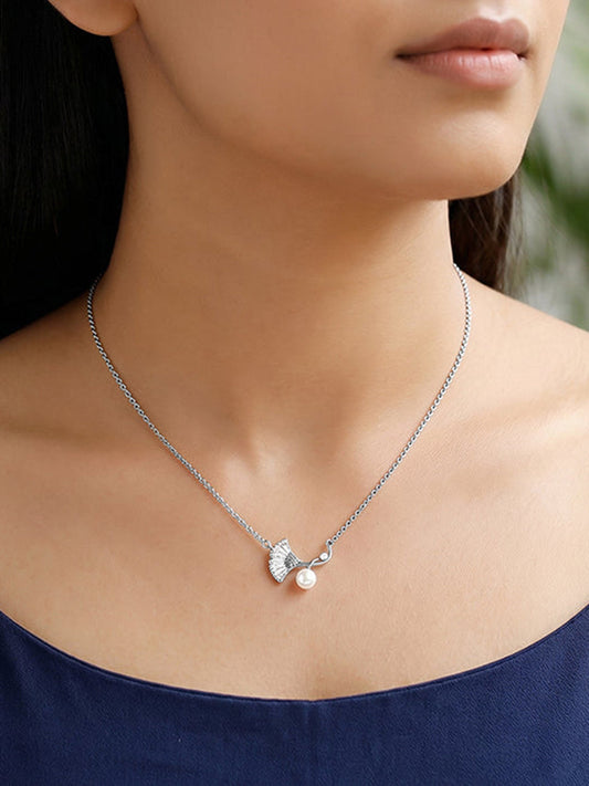 Silver Ginkgo Leaf Necklace