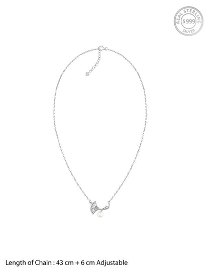 Silver Ginkgo Leaf Necklace