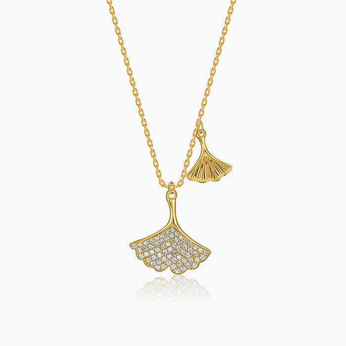 Golden Dual Gingko Leaf Necklace
