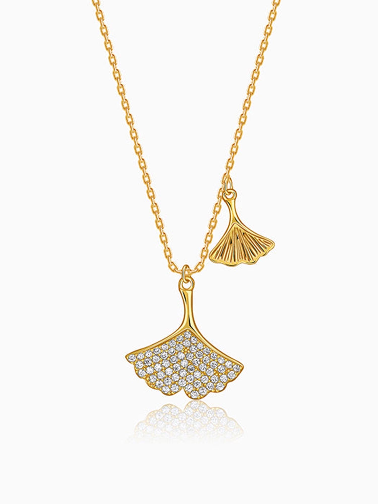 Golden Dual Gingko Leaf Necklace
