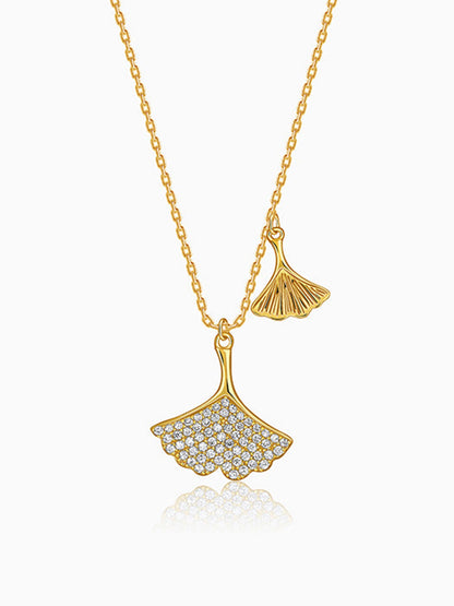 Golden Dual Gingko Leaf Necklace