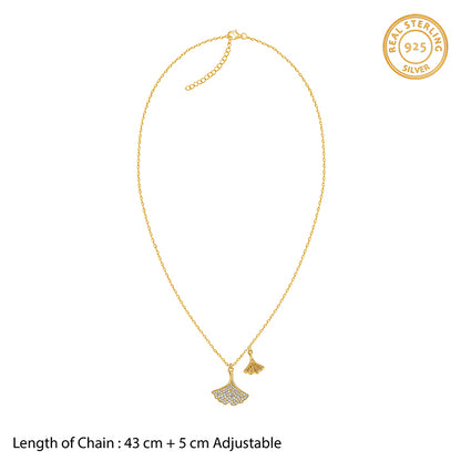 Golden Dual Gingko Leaf Necklace