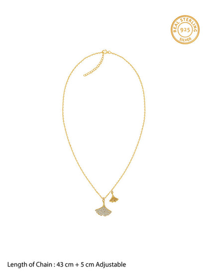 Golden Dual Gingko Leaf Necklace