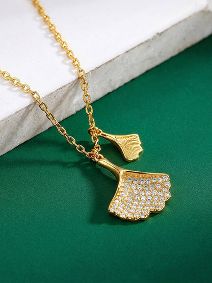 Golden Dual Gingko Leaf Necklace
