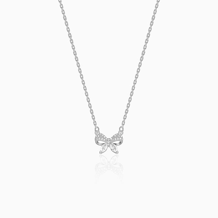 Silver Cute Bow Necklace