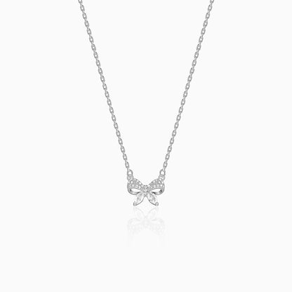 Silver Cute Bow Necklace