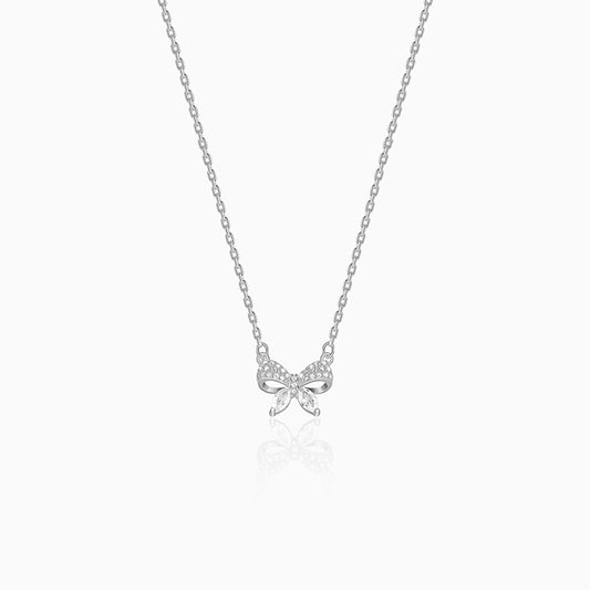 Silver Cute Bow Necklace