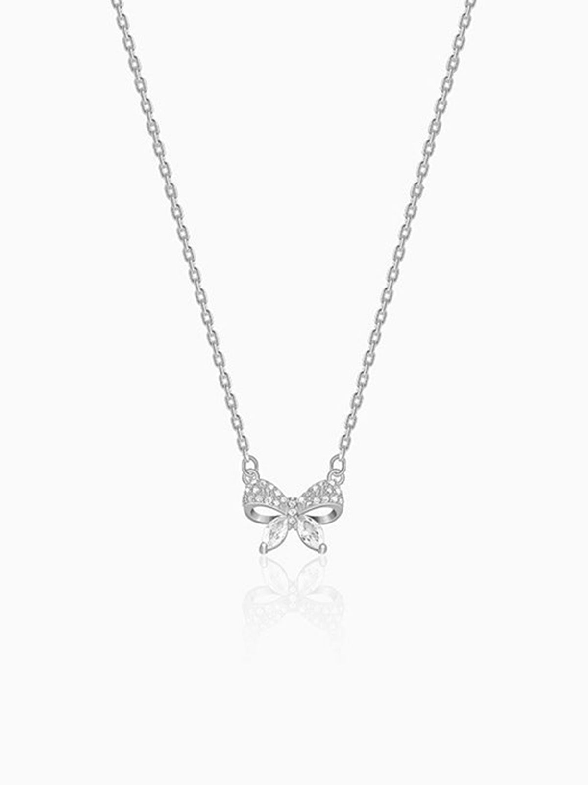 Silver Cute Bow Necklace