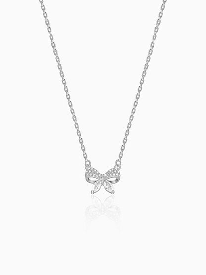 Silver Cute Bow Necklace