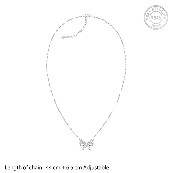 Silver Cute Bow Necklace