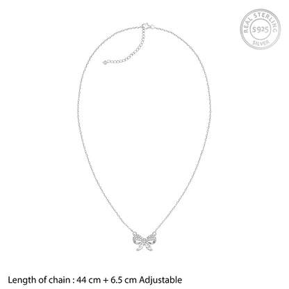 Silver Cute Bow Necklace
