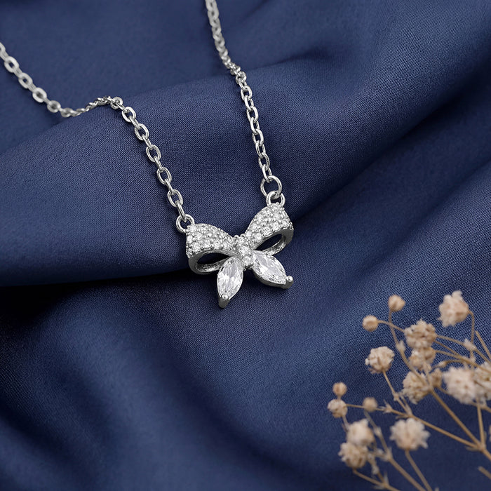 Silver Cute Bow Necklace