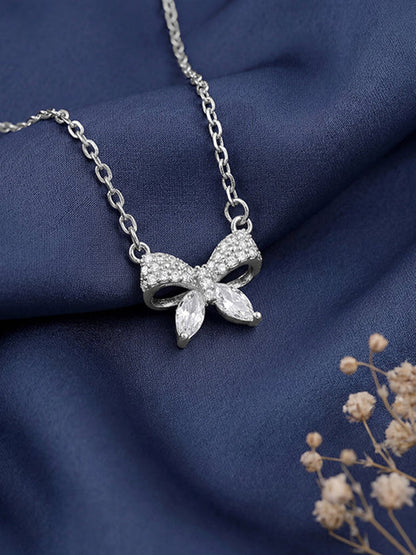 Silver Cute Bow Necklace