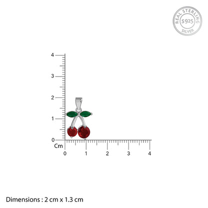 Silver Sweet Cherry Pendant With Link Chain