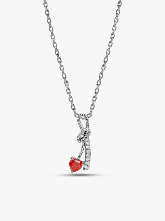 Silver Bleeding Love Pendant With Link Chain