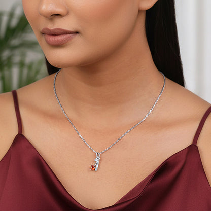 Silver Bleeding Love Pendant With Link Chain