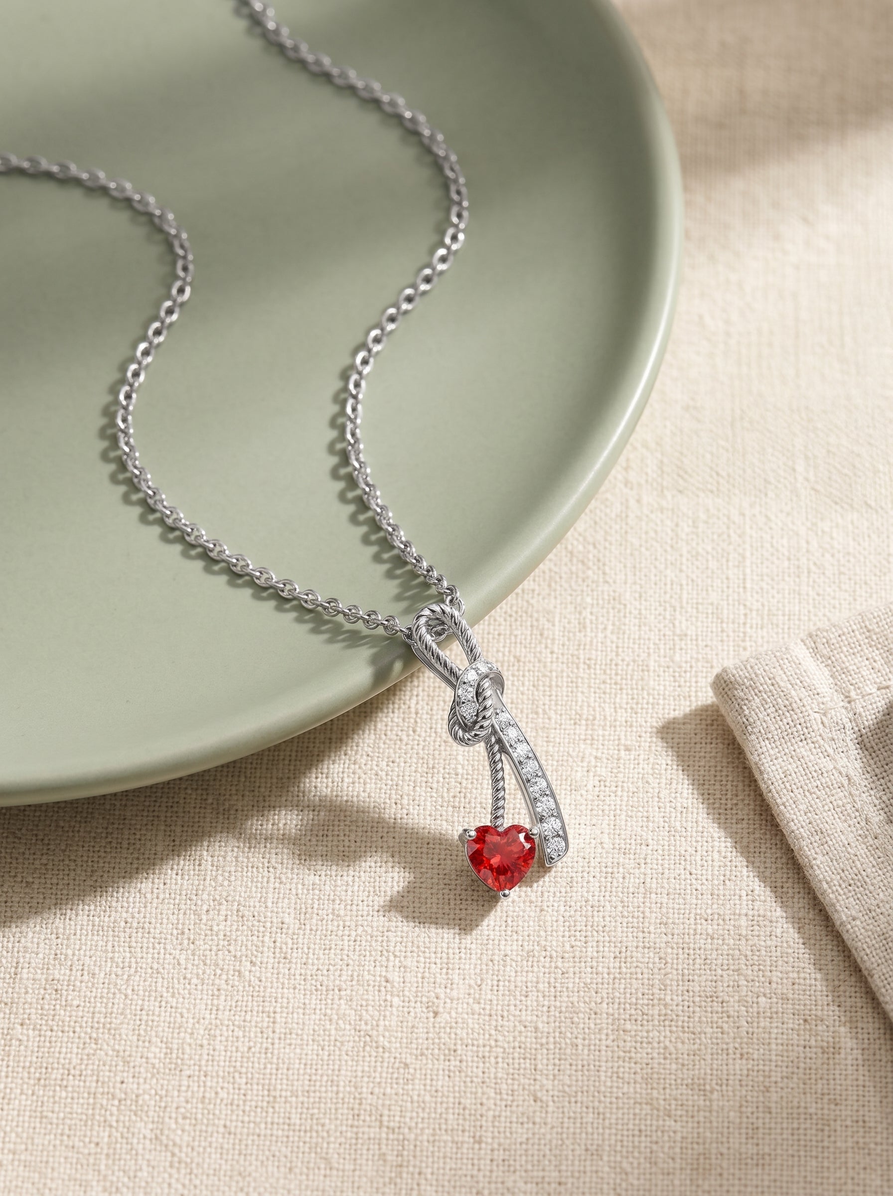 Silver Bleeding Love Pendant With Link Chain