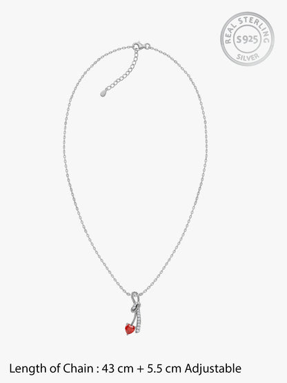 Silver Bleeding Love Pendant With Link Chain