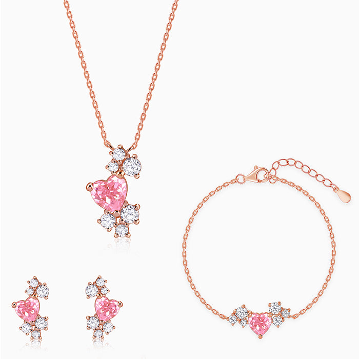 Rose Gold Heart Beat Set of 3