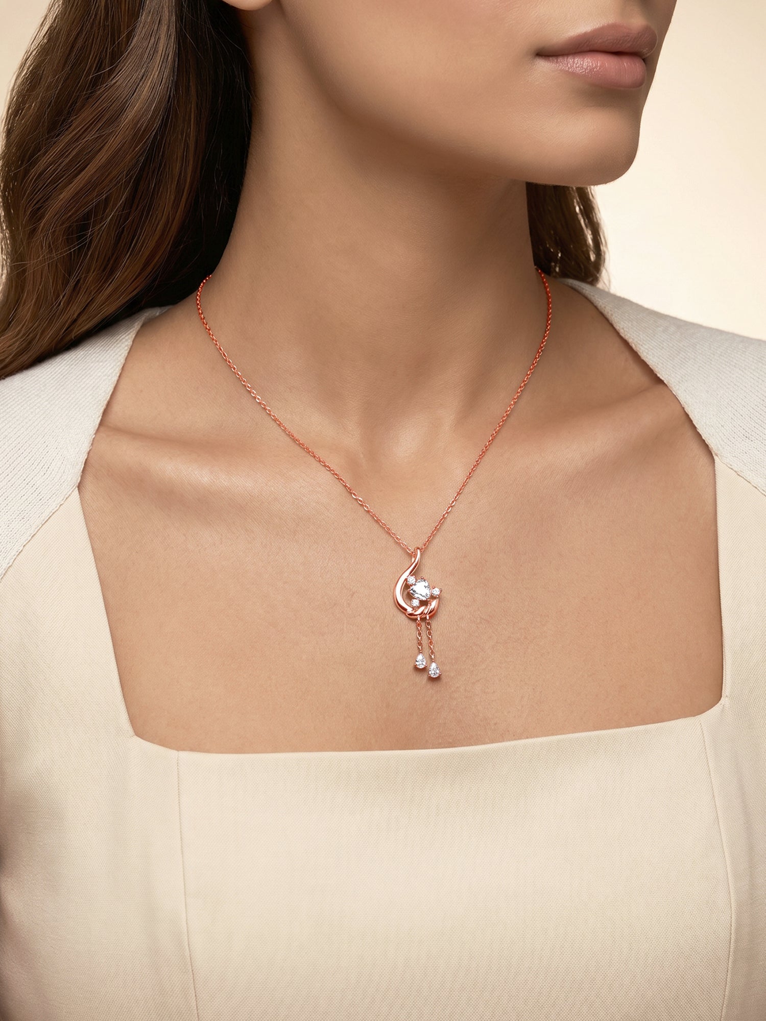 Rose Gold Carry Your Heart Pendant With Link Chain