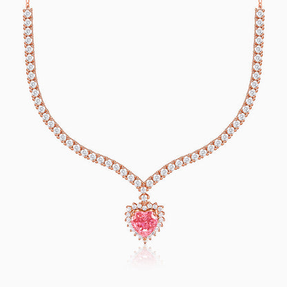 Rose Gold Heart Empress Necklace
