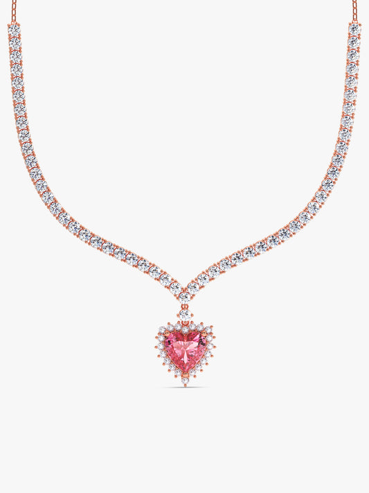 Rose Gold Heart Empress Necklace