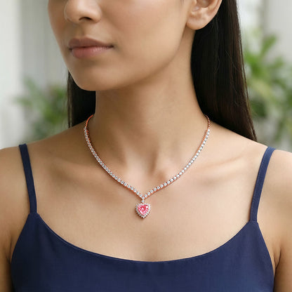 Rose Gold Heart Empress Necklace