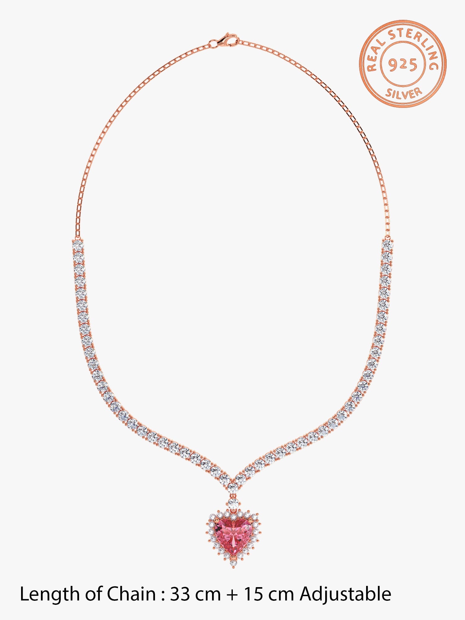 Rose Gold Heart Empress Necklace