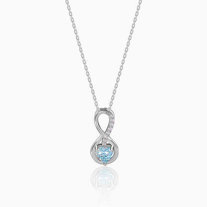 Silver Infinite Blue Pendant With Link Chain
