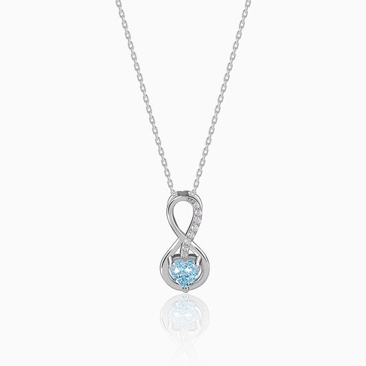 Silver Infinite Blue Pendant With Link Chain