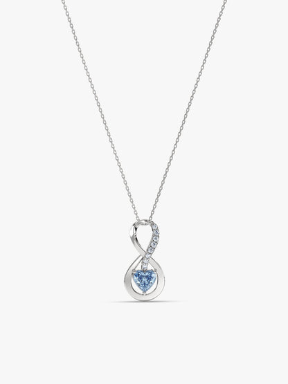 Silver Infinite Blue Pendant With Link Chain