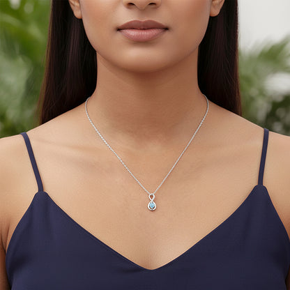 Silver Infinite Blue Pendant With Link Chain