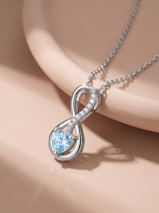 Silver Infinite Blue Pendant With Link Chain