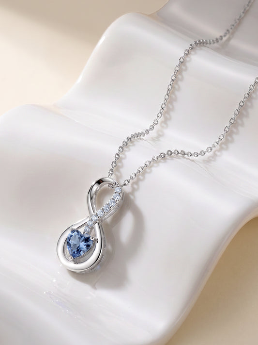 Silver Infinite Blue Pendant With Link Chain