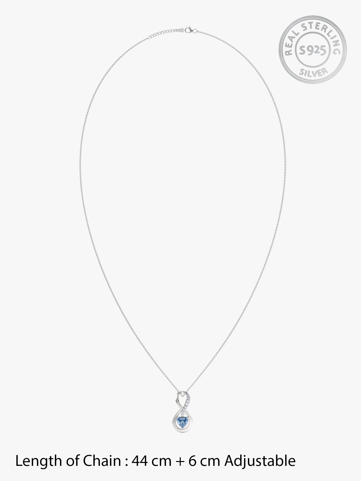 Silver Infinite Blue Pendant With Link Chain