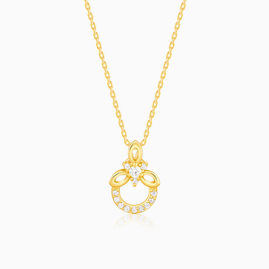 Golden Adoring Floral Pendant With Link Chain