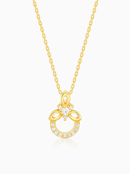 Golden Adoring Floral Pendant With Link Chain