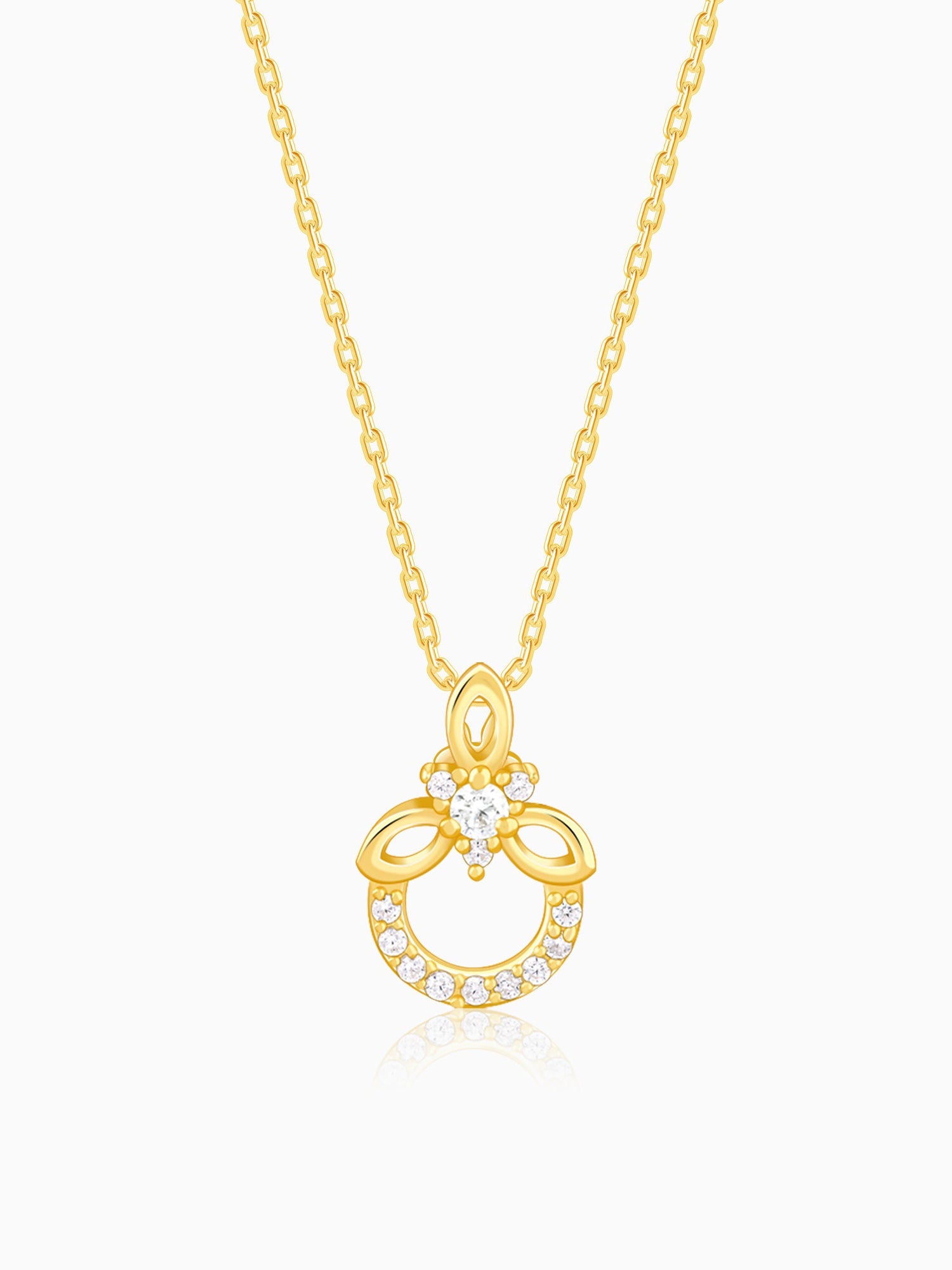 Golden Adoring Floral Pendant With Link Chain