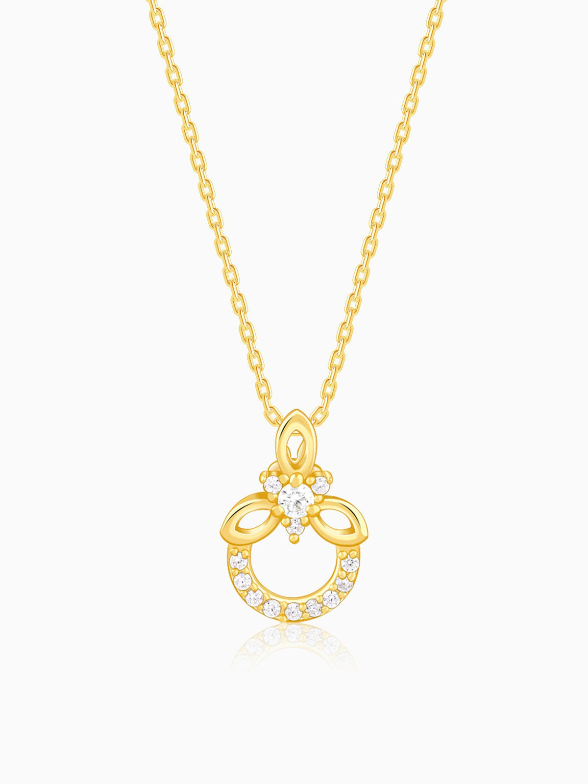 Golden Adoring Floral Pendant With Link Chain