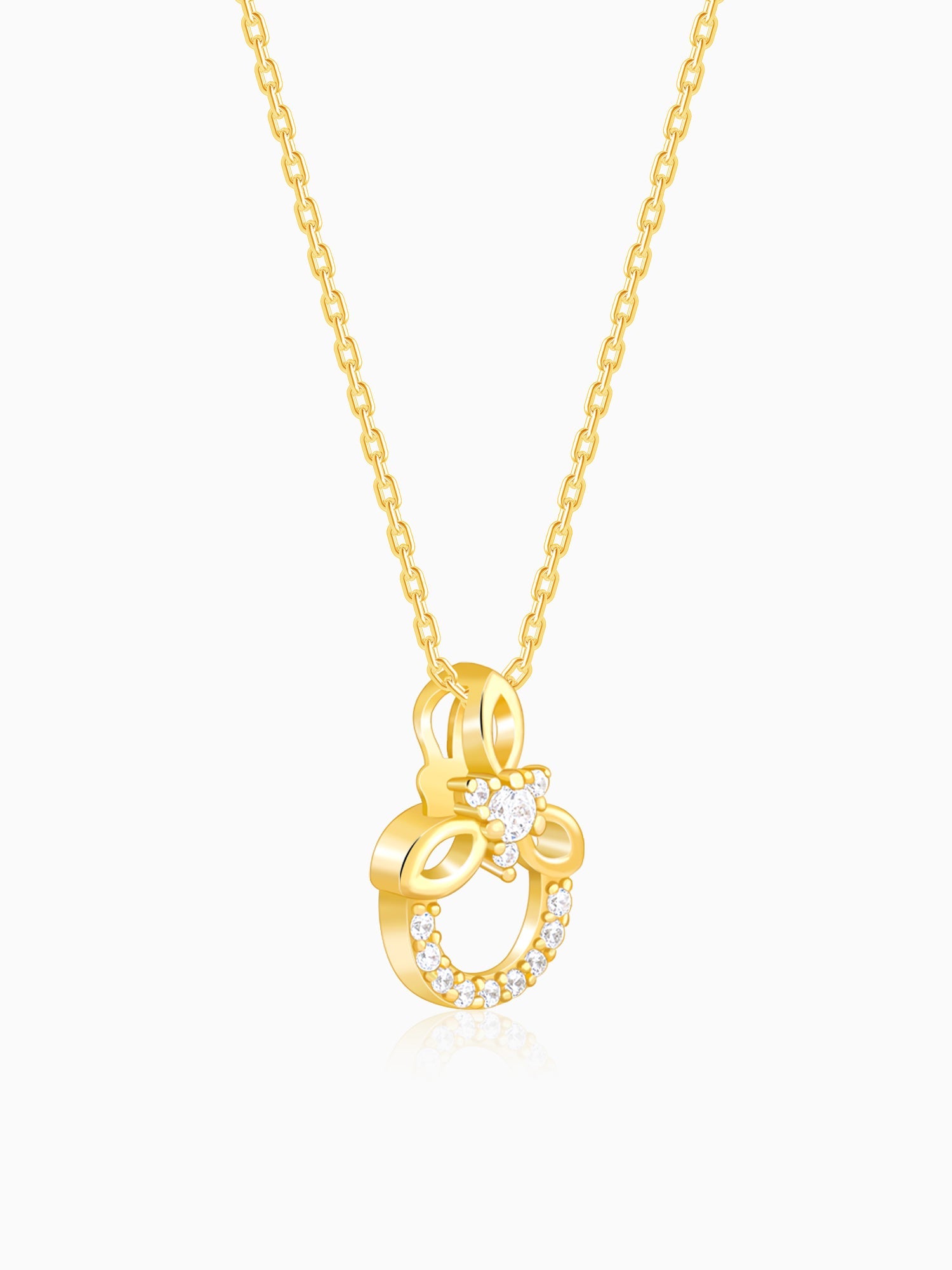 Golden Adoring Floral Pendant With Link Chain
