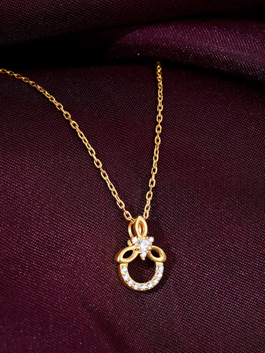 Golden Adoring Floral Pendant With Link Chain
